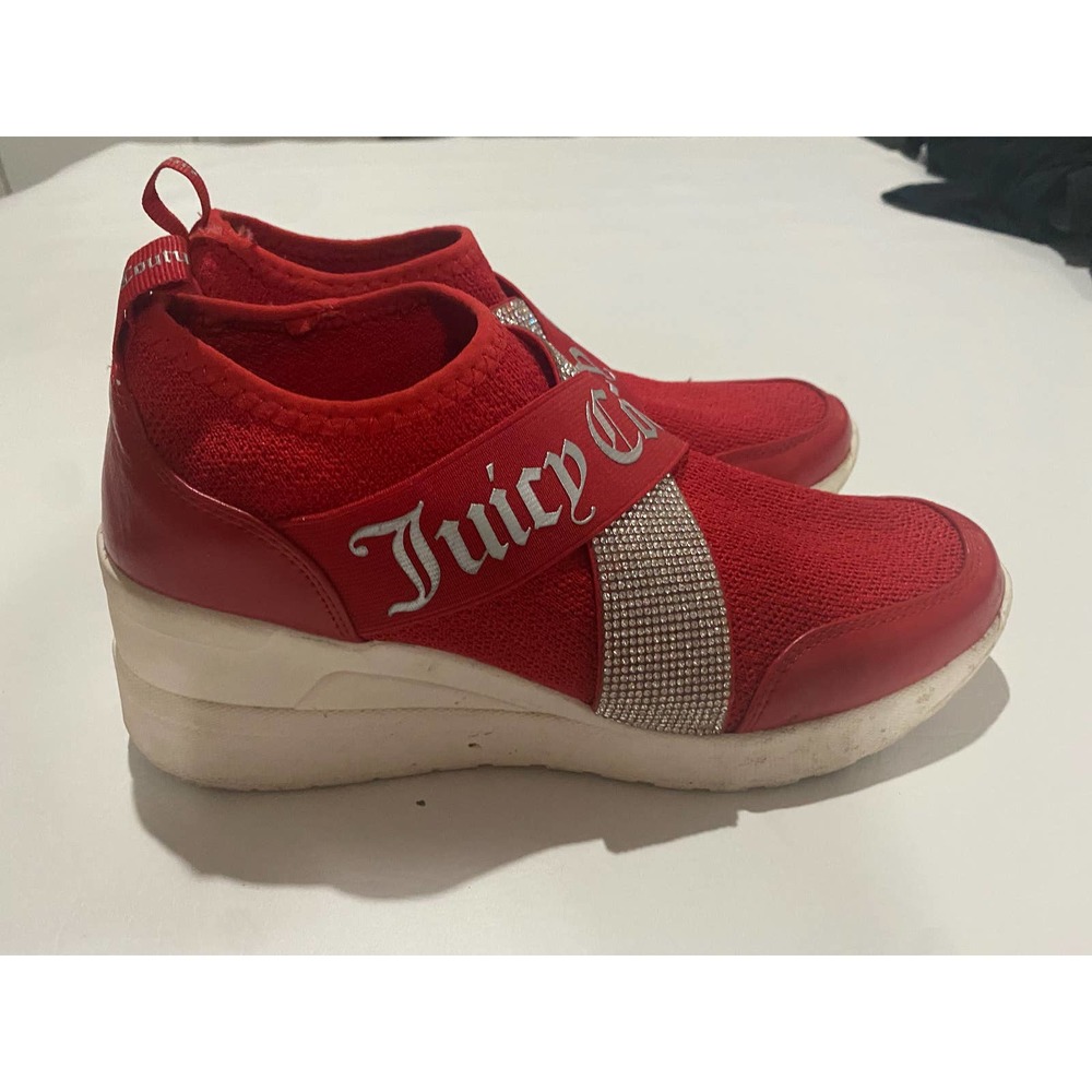 Juicy Couture Bling EVIEE Red Wedge Sneakers  Size 7 1/2